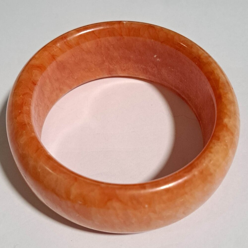 Large heavy orange bangle thick bracelet
